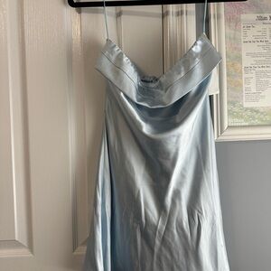 Elegant Strapless Blue Dress